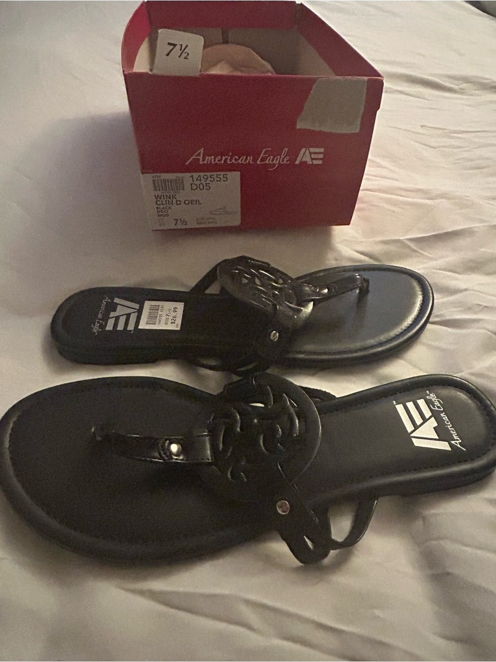 American Eagle Outfitters Black Decorative Thong Sandals